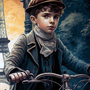 Boy on bike in Paris