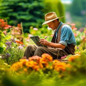 Artist in garden