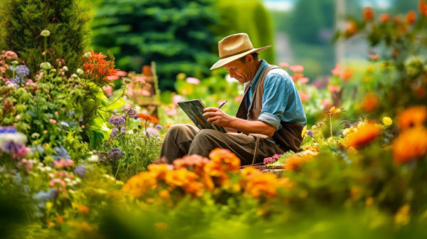 Artist in garden